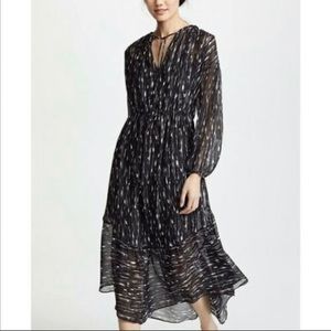 Vince brushstroke silk midi dress